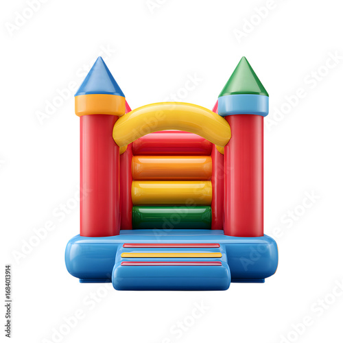 Colorful Inflatable Castle for Kids Parties and Events isolated on transparent background