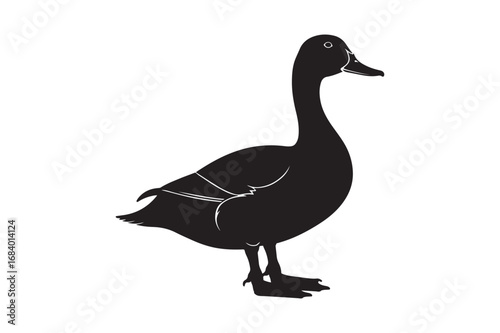 Black silhouette of a standing duck