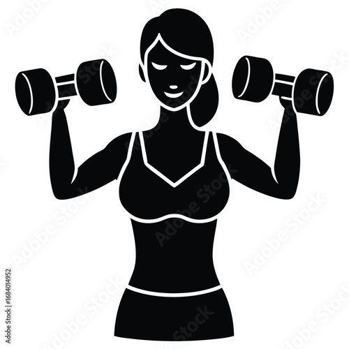 Fitness Woman Lifting Dumbbells Vector