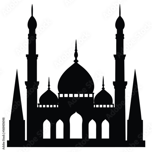 Mosque Minarets Tall Silhouette Illustration