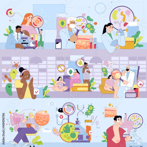 Healthcare and Virus Research Vector Illustration