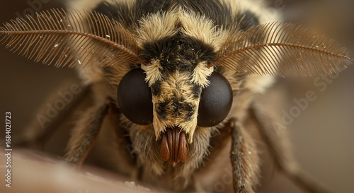 Closeup moth face details