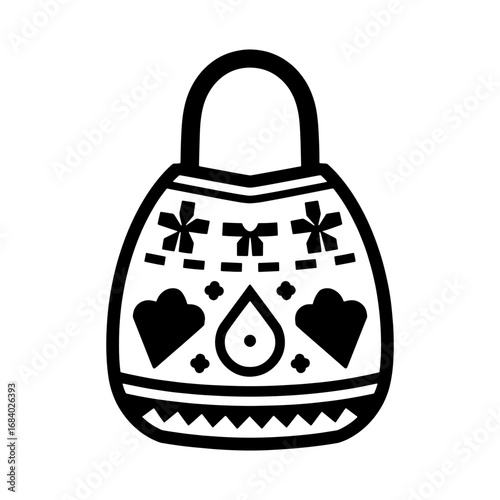 Decorative folk art handbag silhouette