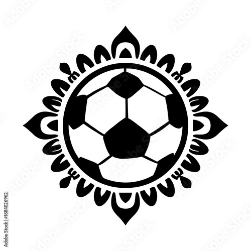 Decorative soccer ball emblem silhouette