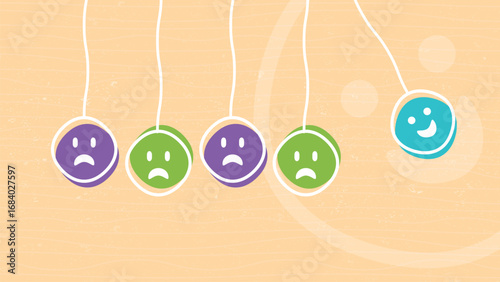Illustration of Smiling and Sad Faces Representing Emotions and Mood Change