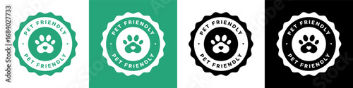 Pet friendly round vector badges collection