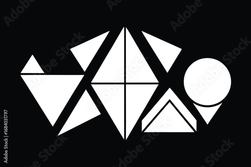 Vector art of abstract geometric shapes arranged in a modern design on a, creating a visually striking and minimalist composition