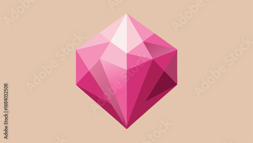 Vector art of a pink diamond with geometric facets, a precious and shiny jewel, perfect for adding a touch of luxury and glamour to any design project or jewelry collection