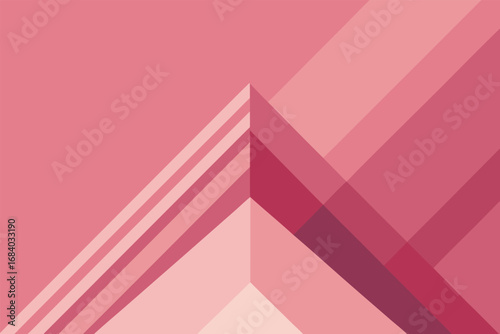 Vector art of modern geometric composition with overlapping pink shapes and lines, creating a dynamic and visually appealing abstract design on a solid background