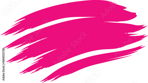 Vector art of a vibrant pink brush stroke on a, the stroke is dynamic and expressive, with a textured edge
