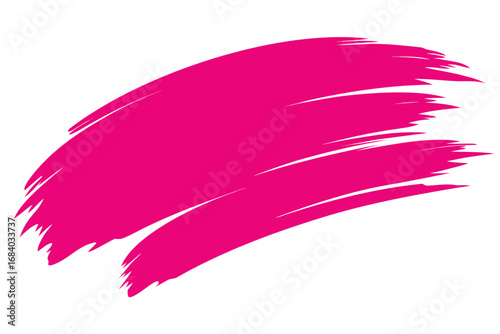 Vector art of a vibrant pink brush stroke on a, the stroke is thick and bold, with a textured edge