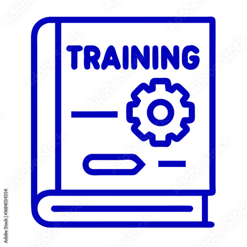 Vector icon of a training manual with gear and pencil design