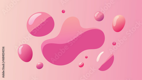 Vector art of abstract pink liquid drops with gradient background, creating a visually appealing and modern design, perfect for digital art and creative projects