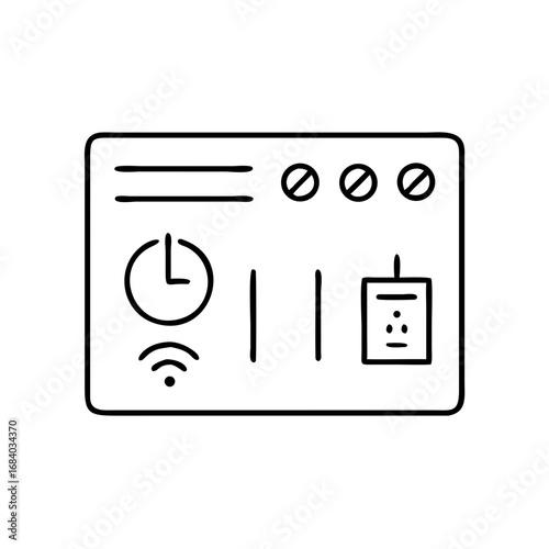 Vector icon of a thermostat app interface with controls and display