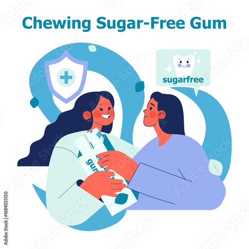 Chewing Sugar-Free Gum Vector Illustration with Smiles