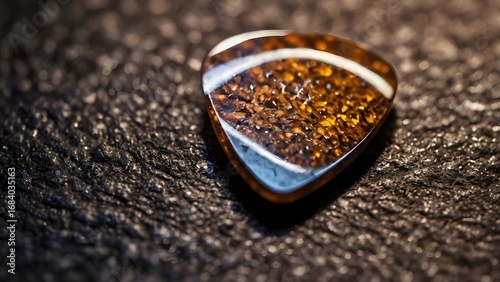 Wallpaper Mural Close Up of Shiny Brown Guitar Pick on Dark Textured Background Torontodigital.ca
