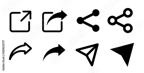 Share icon set. Social media link share buttons. Data or files send symbol. Copy website url vector icons.
