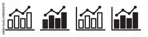 Statistics Icon set. Business Pie Chart Analysis Vector Symbol in Black Filled and Outlined Style. Graphical Data Presentation Sign.