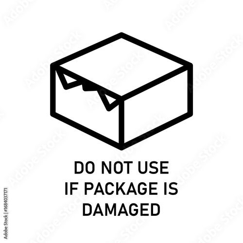Do not use if package is damaged icon isolated on white background
