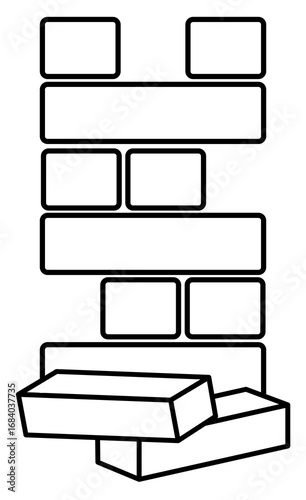 Wooden block icon, wooden toy icon, jenga icon, vector illustration