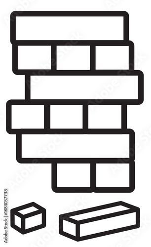 Wooden block icon, wooden toy icon, jenga icon, vector illustration