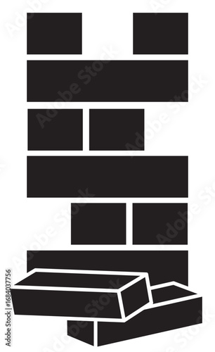 Wooden block icon, wooden toy icon, jenga icon, vector illustration
