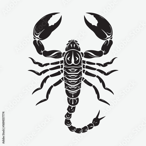 Scorpion Silhouette Simple Flat Icon Artwork, Animal Scorpion Design Element Sign Vector Clothing