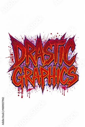 streetwear art logo design for DRASTIC GRAPHICS. Create custom design, have the words stacked, custom hand drawn street style, bold aesthetic, transparent background, optimized for artistic screen 