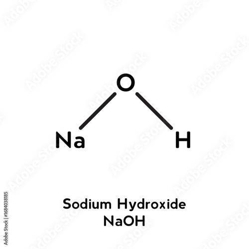 Sodium hydroxide molecular structure isolated on white background