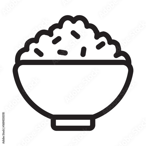 Rice bowl vector icon. Japanese rice bowl. Cooked rice.