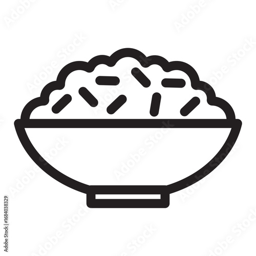 Rice bowl vector icon. Japanese rice bowl. Cooked rice.