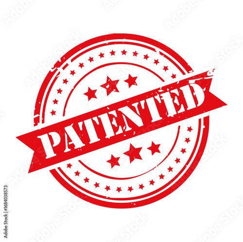 Patented icon. Red rounded vector stamp of patent. isolated Patent certificate sign. suitable for Patented product or Patented technology, formula. EPS 10-01 2