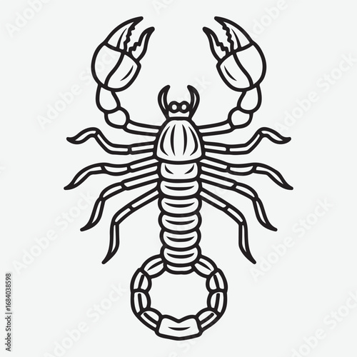 Scorpion Silhouette Simple Flat Icon Artwork, Animal Scorpion Design Element Sign Vector Clothing