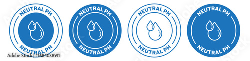 Neutral ph icons set in blue color. Four variations on white background with water drops.