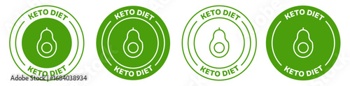 Keto or ketogenic diet icon set in green color. Four variations on white background