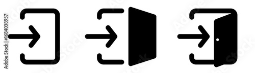login icon. join membership vector icon set. inside entry approach collection. account access sign. indoor outdoor or doorway symbol.