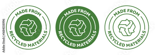 Made From Recycled materials icon set. green rounded vector icon collection.