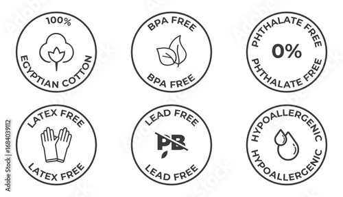 BPA and other toxin free icon vector collection in outlined and solid style