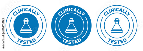 Icon set of "clinically tested". Rounded vector icon illustration