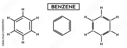 Icon set of benzene molecule structure vector collection