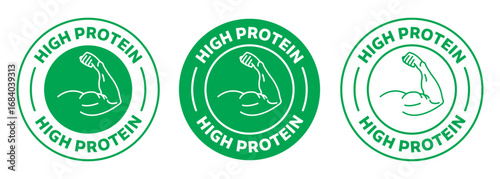 High Protein icon set in green color