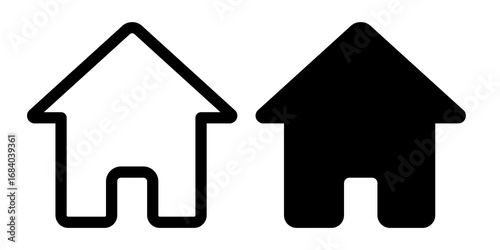 Home icons in outline and fill. vector illustration for ui.