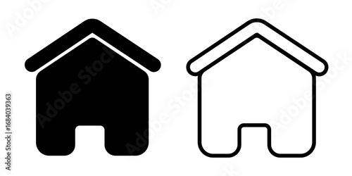 Home icons in outline and fill. vector illustration for ui.