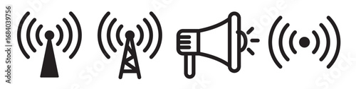 Cellular Broadcast icons in outline and fill. vector illustration for ui.