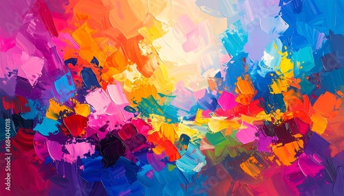 Vibrant abstract painting with bold brushstrokes