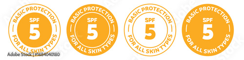 Spf 5 icon set. spf isolated logo collection in orange color.