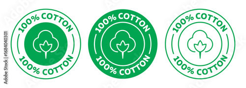 100% cotton icon logo. suitable for 100% Organic Cotton clothing products. vector certificate of Organic Cotton in green and black color.