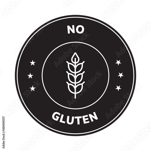 No gluten Black and white vector Icon illustration