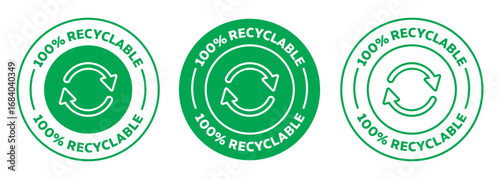Made From Recycled materials icon set. green rounded vector icon collection.