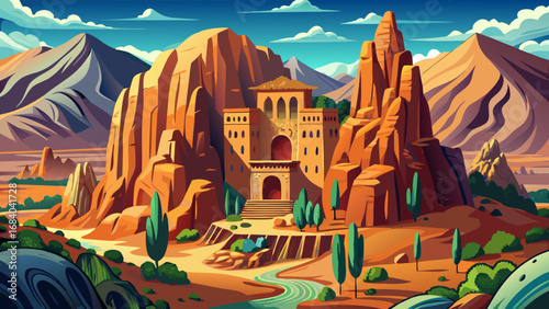 Bamiyan Valley in Afghanistan reveals monumental niches carved into dramatic cliffs, once home to colossal Buddhas, surrounded by caves adorned with ancient murals, echoing cultural richness and histo
